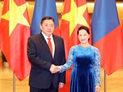 越南国会主席阮氏金银与蒙古国家大呼拉尔主席恩赫包勒德举行会谈（组图）