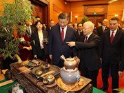 组图：阮富仲总书记与习近平总书记、国家主席共同进行茶叙