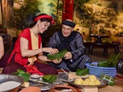 组图：国际友人学包粽子和体验越南传统春节