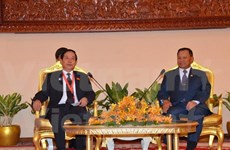 柬埔寨参议院议长赛冲会见越南国会对外委员会主任陈文恒