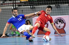 2016亚洲五人制足球锦标赛赛前准备：越南队与马来西亚队较量