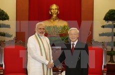 越共中央总书记阮富仲会见印度总理纳伦德拉•莫迪