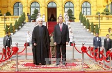 越南国家主席陈大光隆重举行仪式欢迎伊朗伊斯兰共和国总统哈桑•鲁哈尼访越（组图）