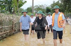越南国会主席阮氏金银看望河静省暴雨洪灾群众