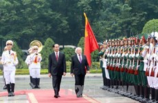 越南国家主席陈大光举行隆重仪式 欢迎爱尔兰共和国总统麦克·希金斯和夫人（组图）
