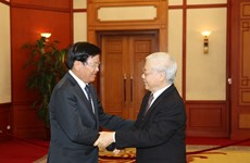 越南党和国会领导会见老挝总理通伦•西苏里（组图）