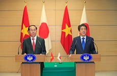 越南国家主席陈大光与日本首相安倍晋三举行会谈（组图）