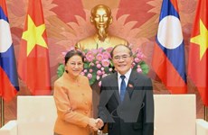 国会主席阮生雄会见老挝国会主席巴妮•雅陶都
