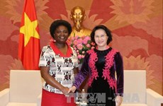 越南国会主席阮氏金银会见世行驻越首席代表维多利亚·克瓦