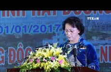 越南国家主席阮氏金银出席海阳省重建20周年庆典
