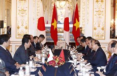 阮春福总理与日本首相安倍晋三进行会谈（组图）