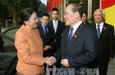 越南国会主席阮生雄会见柬埔寨和老挝国会主席