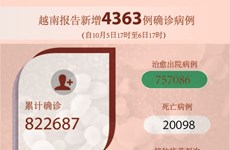 图表新闻：越南报告新增4363例确诊病例 累计死亡病例超2万例