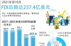图表新闻：2021年前10月FDI总额达237.4亿美元