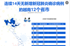 互动图表：越南12个省市连续14天无新增新冠肺炎确诊病例