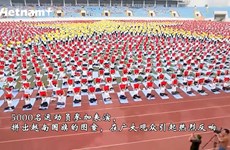 5000多名瑜伽运动员拼出越南国旗图案