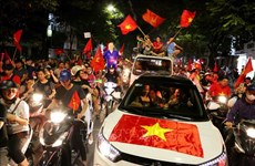AFF Suzuki Cup 2018：越南各地球迷纷纷涌上街头，欢庆越南国足的胜利 （组图）