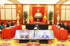 越共中央总书记同柬埔寨人民党主席举行高层视频通话