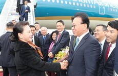 越南国会主席阮氏金银抵达釜山 开始对韩国进行正式访问（组图）