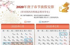 图表新闻：2020年庚子春节河内和胡志明市学生放假安排