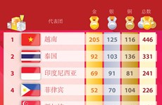 图表新闻：越南以205枚金牌位居奖牌榜榜首