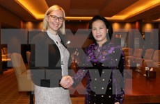 阮氏金银主席会见芬兰议会议长玛丽亚·洛赫拉 分享促进性别平等经验