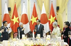 越南国家主席陈大光与夫人主持国宴 欢迎日本天皇明仁和皇后访越
