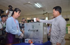 柬埔寨第四届乡分区理事会选举:选民积极参加投票