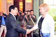 越南政府副总理兼外长范平明与瑞典外交部长玛戈特・瓦尔斯特伦举行会谈