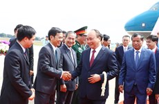 阮春福总理抵达金边开始出席澜沧江－湄公河合作第二次领导人会议之旅