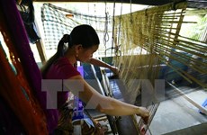 佬族同胞努力保护传统锦缎编织工艺业          