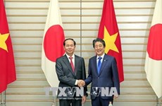 越南国家主席陈大光与日本首相安倍晋三举行会谈