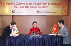 越南与韩国签署谅解备忘录  力争2020年实现双边贸易额达1000亿美元目标