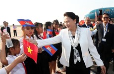 越南国会主席阮氏金银抵达暹粒  开始出席APPF- 27之行