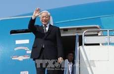  越共中央总书记、国家主席阮富仲离开河内 启程访问老挝和柬埔寨