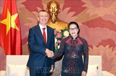 越南国会主席阮氏金银会见拉脱维亚外长林克维奇斯