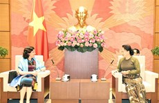 越南国会主席阮氏金银会见古巴和俄罗斯驻越大使
