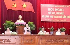 越南国会主席阮氏金银与芹苴市领导座谈