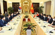 越南外交部长裴青山与韩国外交部长官郑义溶举行会谈