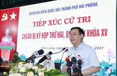 越南国会主席王廷惠与海防市先朗县选民接触
