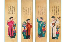 越南美术博物馆展出收藏的四条屏民间画