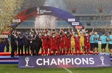 2022年东南亚U23足球锦标赛冠军越南U23队凯旋迎接仪式在胡志明市举行