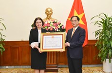 越南外长裴青山向澳大利亚驻越南大使授予友谊勋章