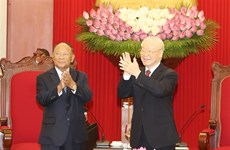 越共中央总书记阮富仲会见柬埔寨国会主席韩桑林