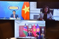 越南外交部副部长范光校和纳米比亚外交与合作部副部长杰内莉·马顿杜举行会谈