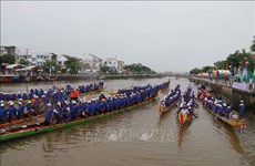 茶荣省举行赛龙舟 欢度传统拜月节