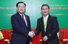 越南国会主席王廷惠访问柬埔寨磅同省