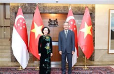 越共中央组织部部长张氏梅对新加坡进行工作访问