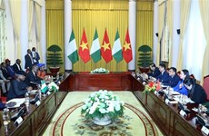 越南国家副主席武氏映春与尼日利亚副总统耶米·奥辛巴乔举行会谈