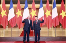 越南国会主席王廷惠与法国参议院议长热拉尔·拉尔歇举行会谈